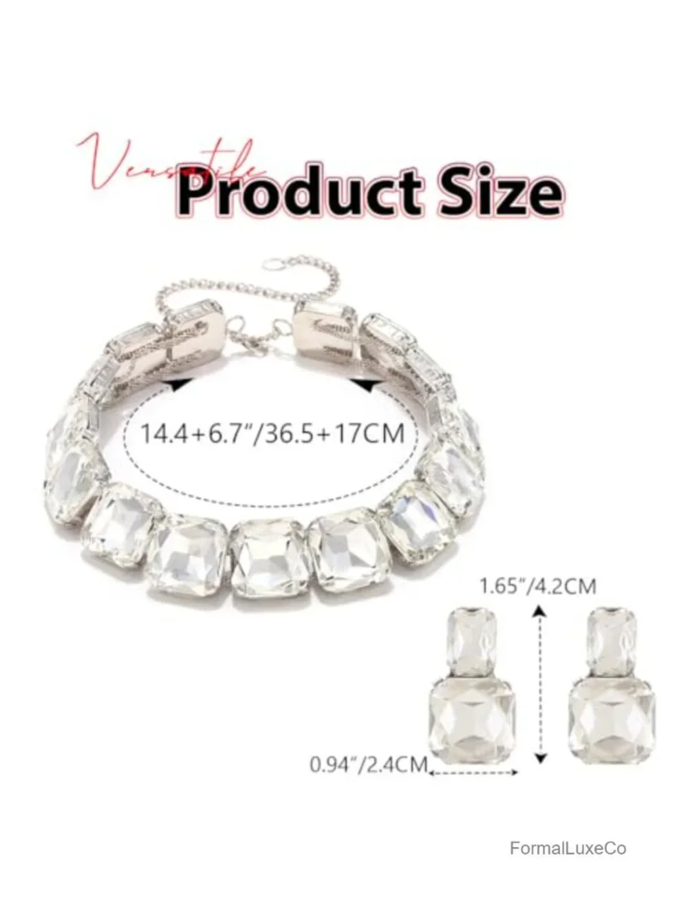 Rhinestone Choker Necklace and Earring Jewelry Set Bridal Prom Set